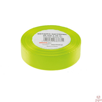 Wstążka satynowa 25mm/32m limonka BREWIS