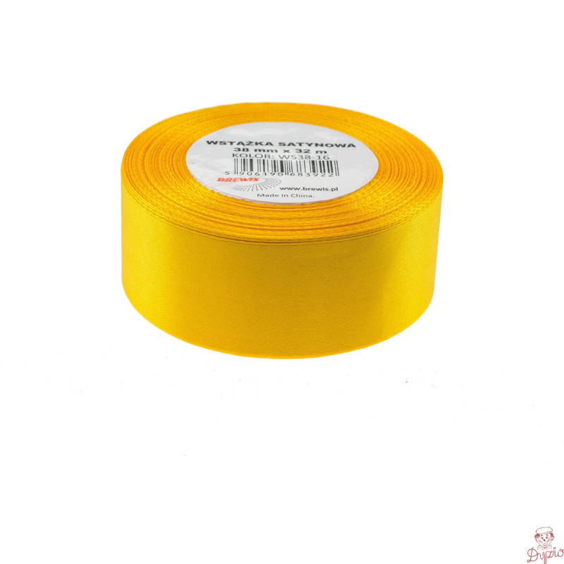 Wstążka satynowa 38mm/32m żółta BREWIS