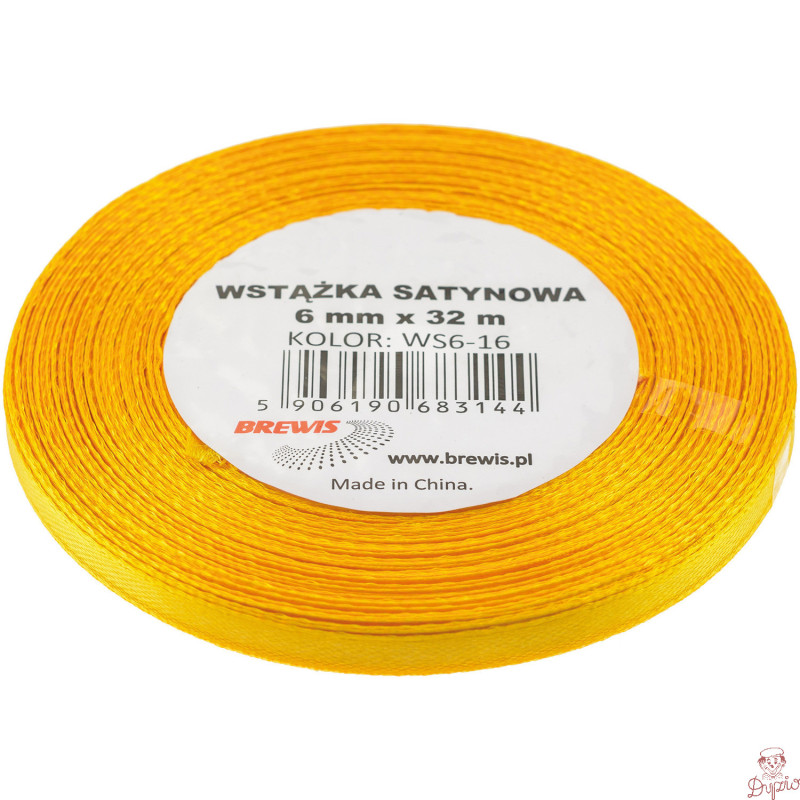 Wstążka satynowa 6mm/32m żółta BREWIS