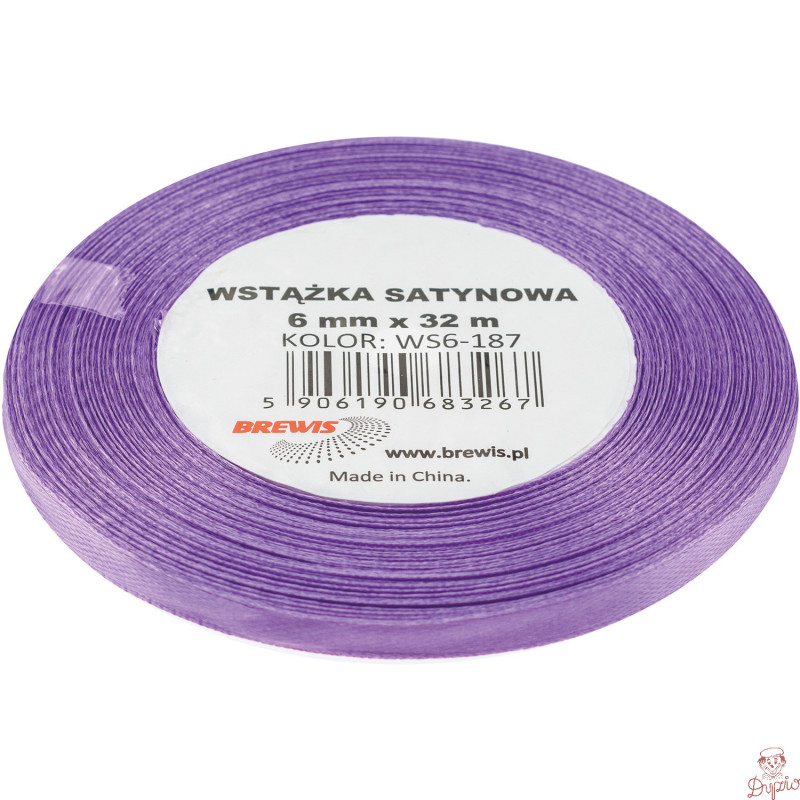 Wstążka satynowa 6mm/32m lawendowa BREWIS
