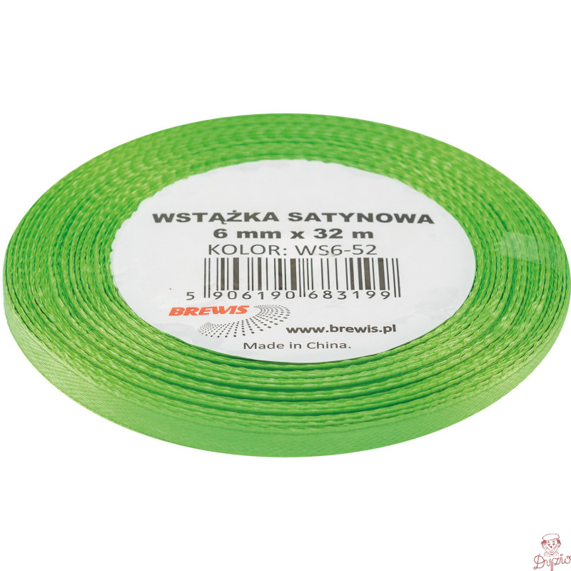 Wstążka satynowa 6mm/32m j.zielony BREWIS