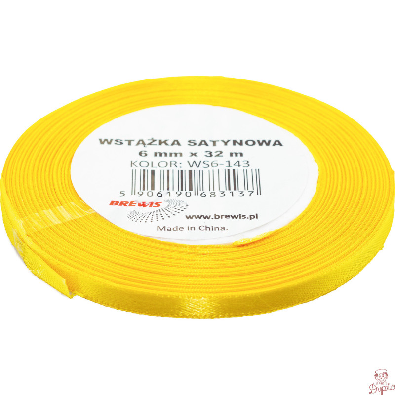 Wstążka satynowa 6mm/32m jasny żółty 143 BREWIS