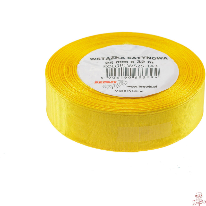 Wstążka satynowa 25mm/32m jasny żółty 143 BREWIS