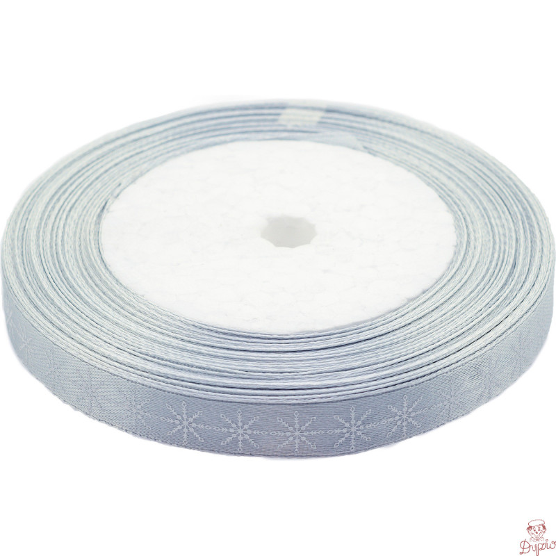 Wstążka satynowa Boże Narodzenie 12mm/22m srebrna WSX12-3 BREWIS