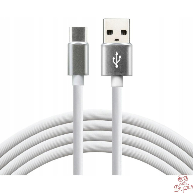 Kabel USB-A - USB-C 1,5m 3A silikonowy biały EVERACTIVE (CBS-1.5CW)