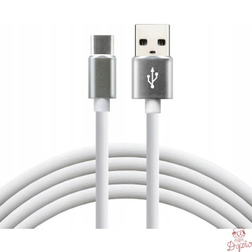 Kabel USB-A - USB-C 1,5m 3A silikonowy biały EVERACTIVE (CBS-1.5CW)