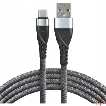 Kabel USB-A - USB-C 1m 3A pleciony szary EVERACTIVE (CBB-1CG)