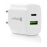 Ładowarka sieciowa 230V EVERACTIVE SC-370Q 1xUSB-C + 1xUSB 3A 25W biała