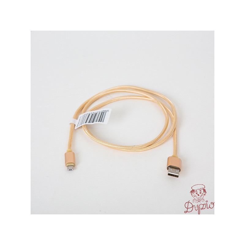 Kabel USB-A - microUSB 1m pleciony złoty OMEGA IGUANA (43933)