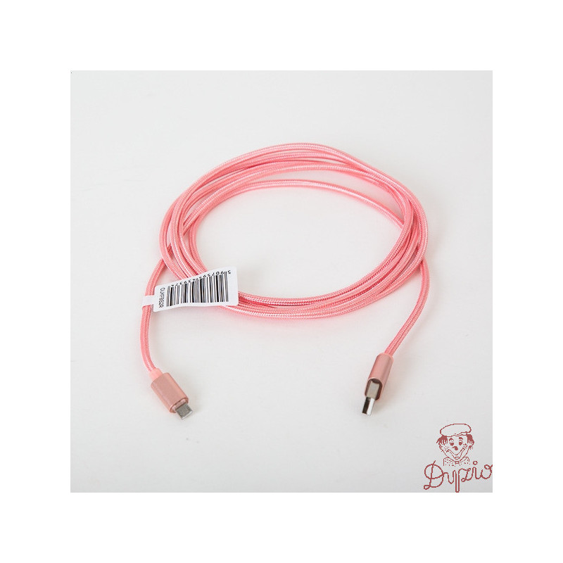 Kabel USB-A - microUSB 1m pleciony jasny różowy OMEGA IGUANA (43934)