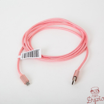 Kabel USB-A - microUSB 1m pleciony jasny różowy OMEGA IGUANA (43934)