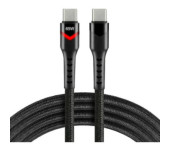 Kabel USB-C - USB-C 2m 3A 60W pleciony czarny wtyczka z led RGB EVERACTIVE (CBB-2PDR)