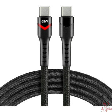 Kabel USB-C - USB-C 2m 3A 60W pleciony czarny wtyczka z led RGB EVERACTIVE (CBB-2PDR)