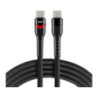 Kabel USB-C - USB-C 2m 3A 60W pleciony czarny wtyczka z led RGB EVERACTIVE (CBB-2PDR)