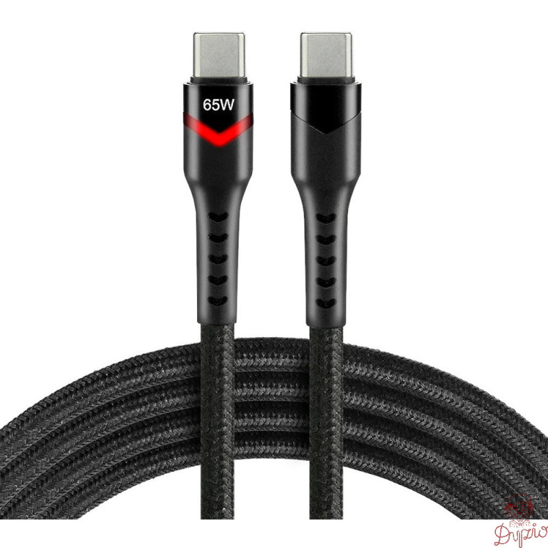 Kabel USB-C - USB-C 3m 2,25A 45W pleciony czarny wtyczka z led RGB EVERACTIVE (CBB-3PDR)