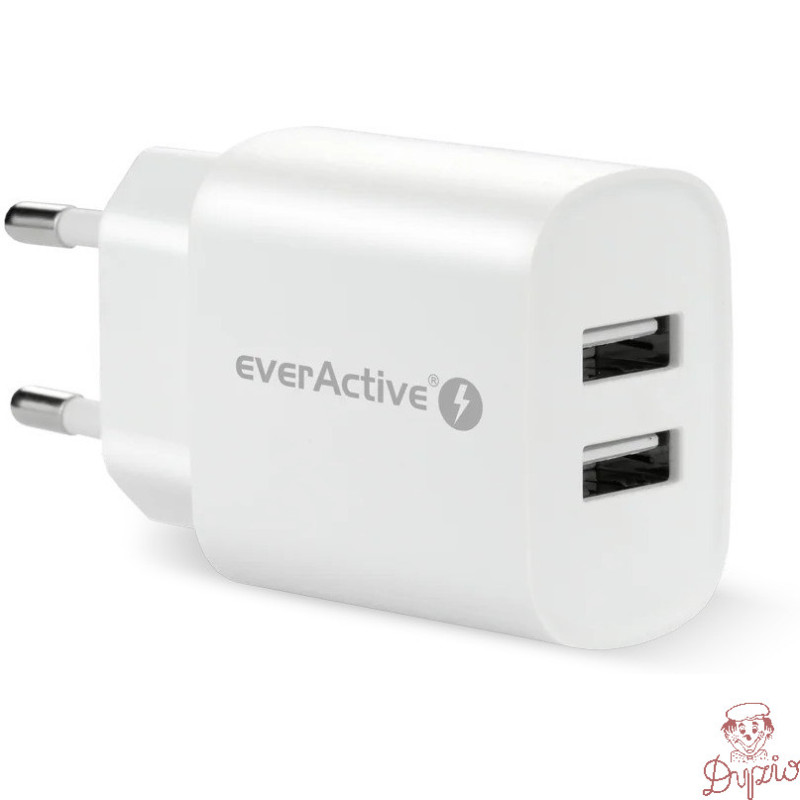 Ładowarka sieciowa 230V EVERACTIVE SC-220 2xUSB-A 12W 2,4A biała