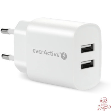 Ładowarka sieciowa 230V EVERACTIVE SC-220 2xUSB-A 12W 2,4A biała