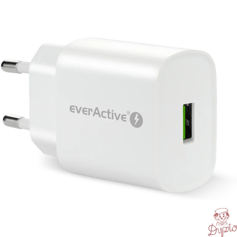 Ładowarka sieciowa 230V EVERACTIVE SC-250Q 1xUSB-A 18W biała