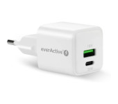 Ładowarka sieciowa 230V EVERACTIVE SC-330Q 1xUSB-A + 1xUSB-C 20W biała