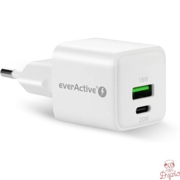 Ładowarka sieciowa 230V EVERACTIVE SC-330Q 1xUSB-A + 1xUSB-C 20W biała