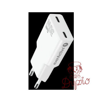 Ładowarka sieciowa 230V EVERACTIVE SC-385Q 2xUSB-C 30W biała