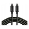 Kabel USB-C - USB-C 1m 5A 100W pleciony czarny EVERACTIVE (CBB-1PD5)