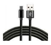 Kabel USB-A - USB-C 0,3m 3A pleciony czarny EVERACTIVE (CBB-0.3CB)