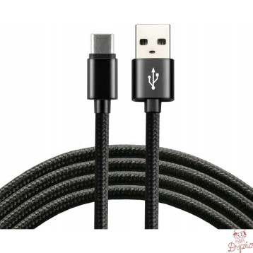 Kabel USB-A - USB-C 0,3m 3A pleciony czarny EVERACTIVE (CBB-0.3CB)