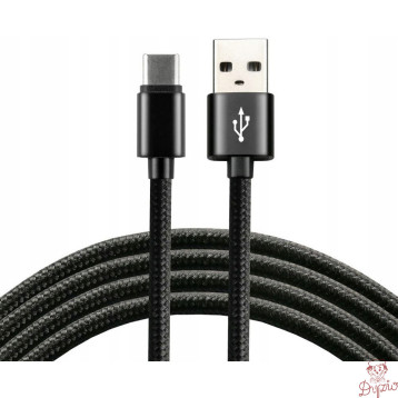 Kabel USB-A - USB-C 1m 3A pleciony czarny EVERACTIVE (CBB-1CB)