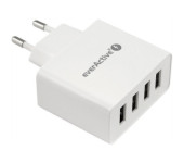 Ładowarka sieciowa 230V EVERACTIVE SC-400 4xUSB 5V 5A 25W biała