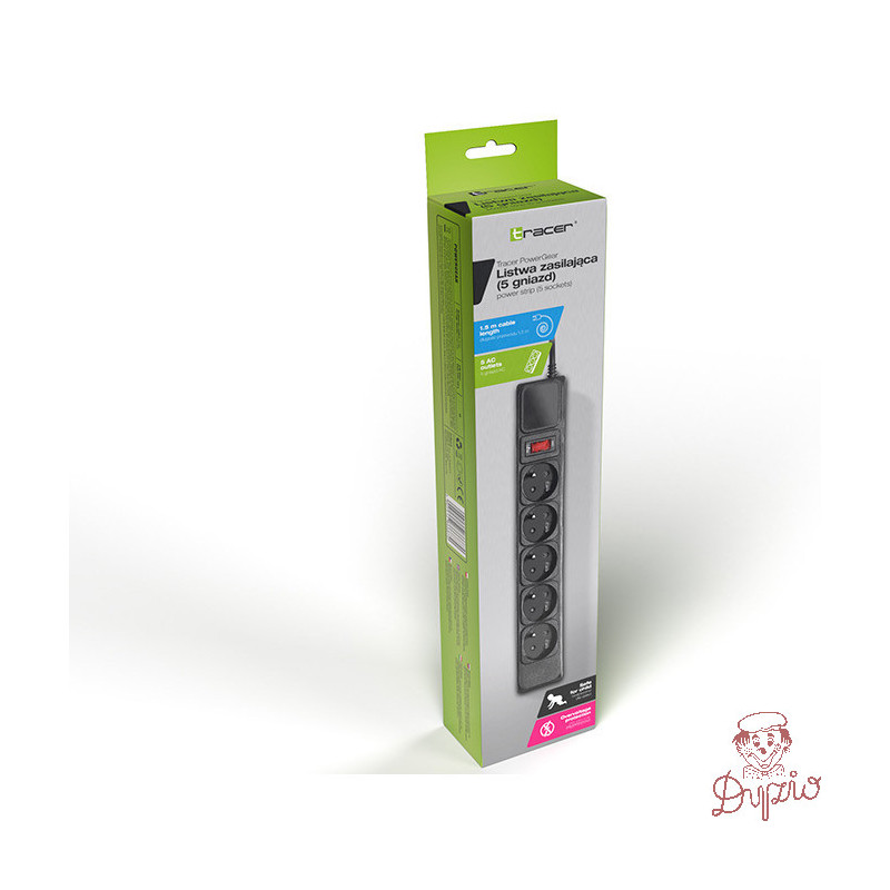 Listwa zasilająca 5g/1,5m czarna PowerGear TRALIS46843 TRACER
