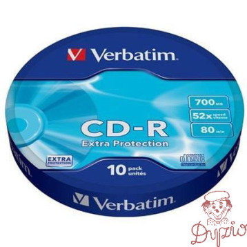 Płyta CD-R 700MB VERBATIM 52x wrap (10) extra protection 43725
