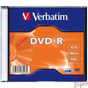 Płyta DVD-R 4,7GB VERBATIM slim kolor Matt Silver 43557