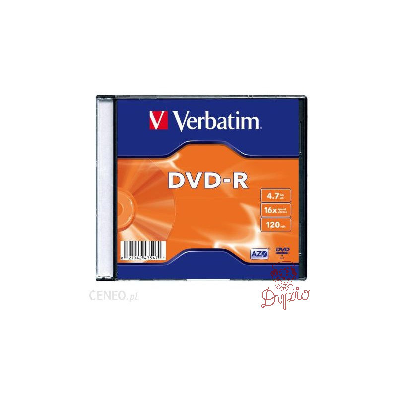 Płyta DVD-R 4,7GB VERBATIM slim 16x Matt Silver 43547