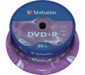 Płyta DVD+R 4,7GB VERBATIM cake (25szt) 16x Matt Silver 43500