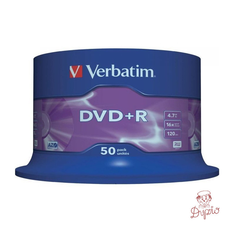 Płyta DVD+R 4,7GB VERBATIM cake (50szt) 16x Matt Silver 43550