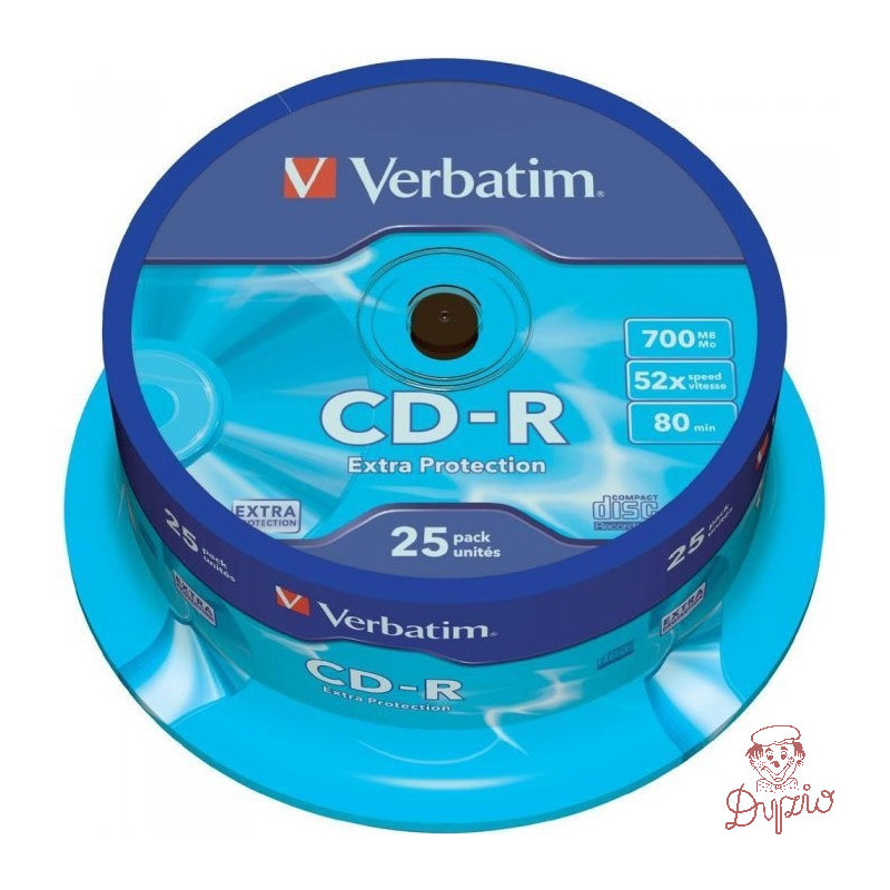 Płyta CD-R 700MB VERBATIM 52x cake (25szt) Extra Protection 43432