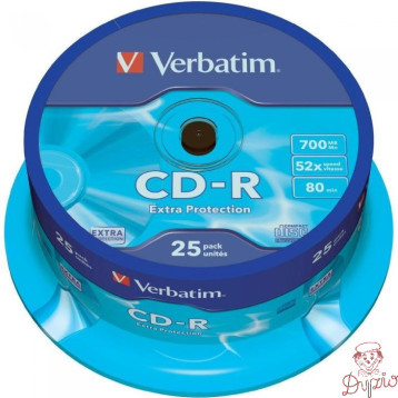 Płyta CD-R 700MB VERBATIM 52x cake (25szt) Extra Protection 43432