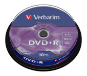Płyta DVD+R 4,7GB VERBATIM cake (10szt) 16x Matt Silver 43498