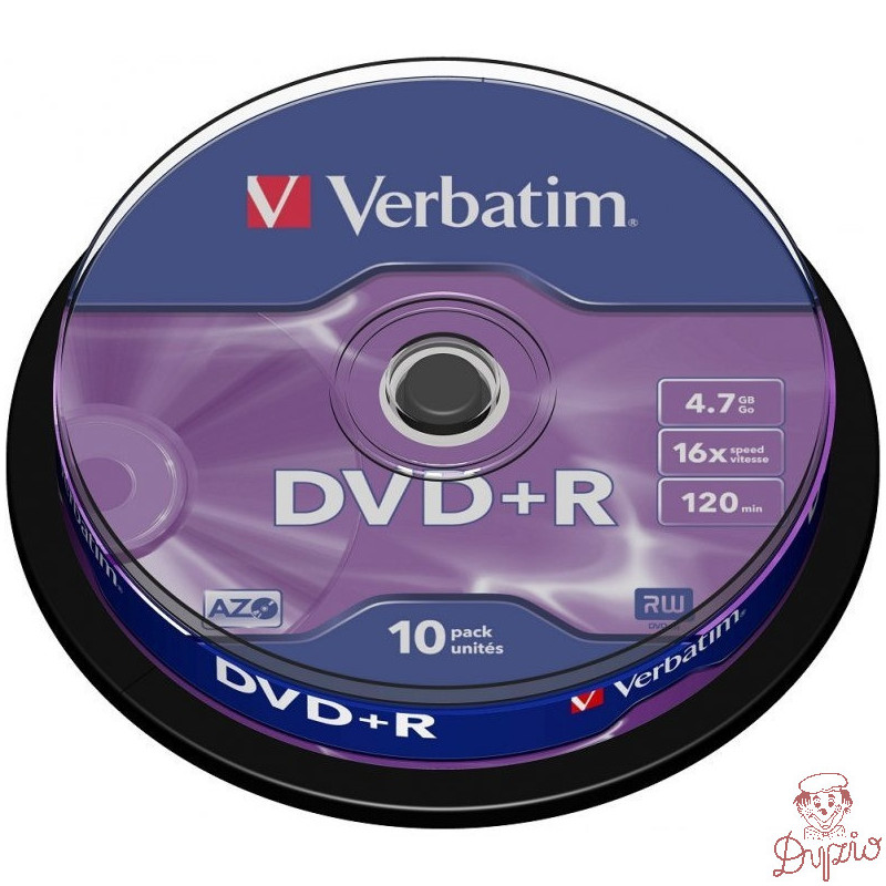 Płyta DVD+R 4,7GB VERBATIM cake (10szt) 16x Matt Silver 43498