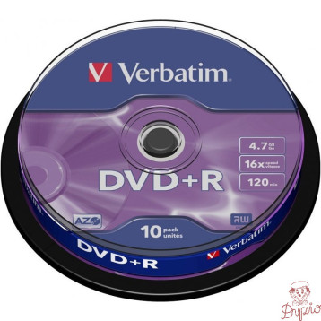 Płyta DVD+R 4,7GB VERBATIM cake (10szt) 16x Matt Silver 43498