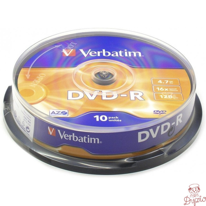 Płyta DVD-R 4,7GB VERBATIM cake (10szt) 16x Matt Silver 43523