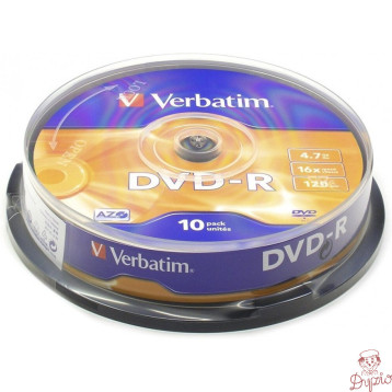 Płyta DVD-R 4,7GB VERBATIM cake (10szt) 16x Matt Silver 43523