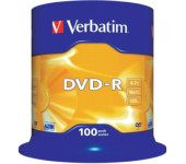 Płyta DVD-R 4,7GB VERBATIM cake (100szt) 16x Matt Silver 43549
