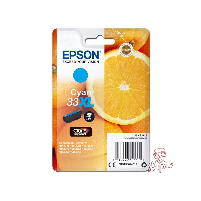 Tusz EPSON (33XL/C13T33624012) niebieski 650str