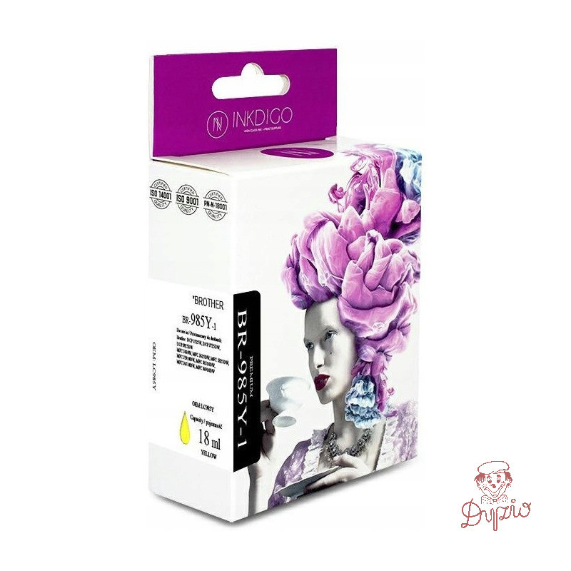 Tusz INKDIGO (BR-985Y-1) żółty 18ml zamiennik BROTHER (LC985Y)