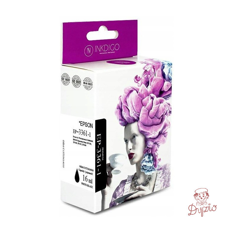Tusz INKDIGO (EP-3361-1) czarny foto 16ml zamiennik EPSON (33XL/C13T33614010)