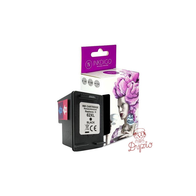 Tusz INKDIGO (HP-62XB-2) czarny 23ml zamiennik HP (62XL/C2P05AE)