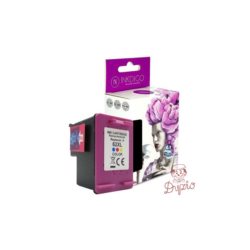 Tusz INKDIGO (HP-62XC-2) kolor 21ml zamiennik HP (62XL/C2P07AE)