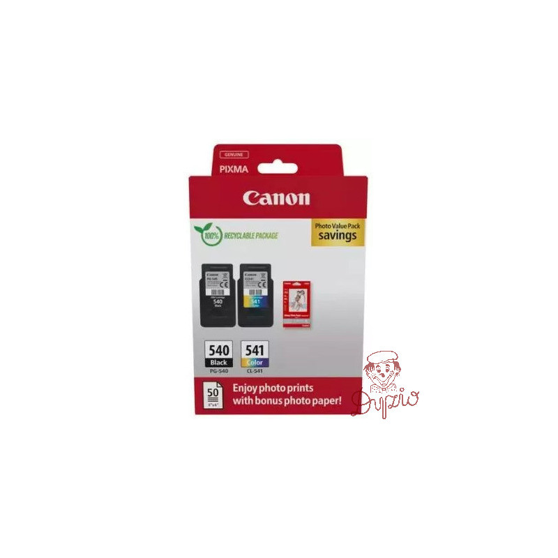 Tusz CANON (PG-540+CL-541/5225B013AA) czarny 8ml + kolor 8ml (2szt) + papier foto (50szt)
